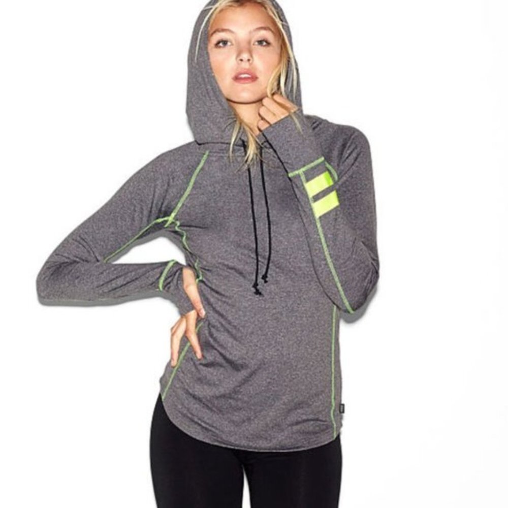 Victoria's Secret Pink Gray & Neon Yellow Athletic Hoodie